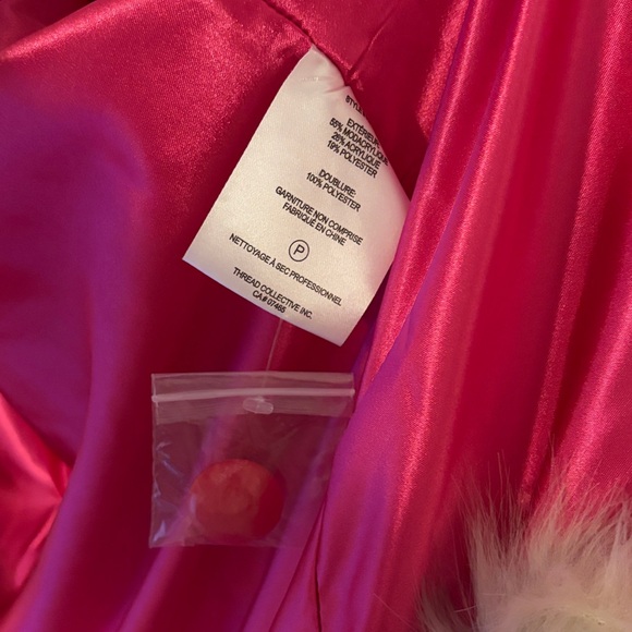 NVLT Anthropologie Tartan Plaid Faux Fur Coat - Pink and White - Picture 6 of 15